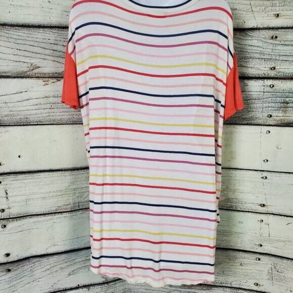 REB in J Women’s Striped Short Sleeve Pocket Tee Medium Made in USA - Picture 4 of 7